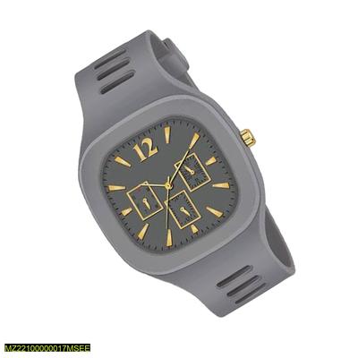 Men's Modern Grey Watch with Gold Dial & Silicone Band