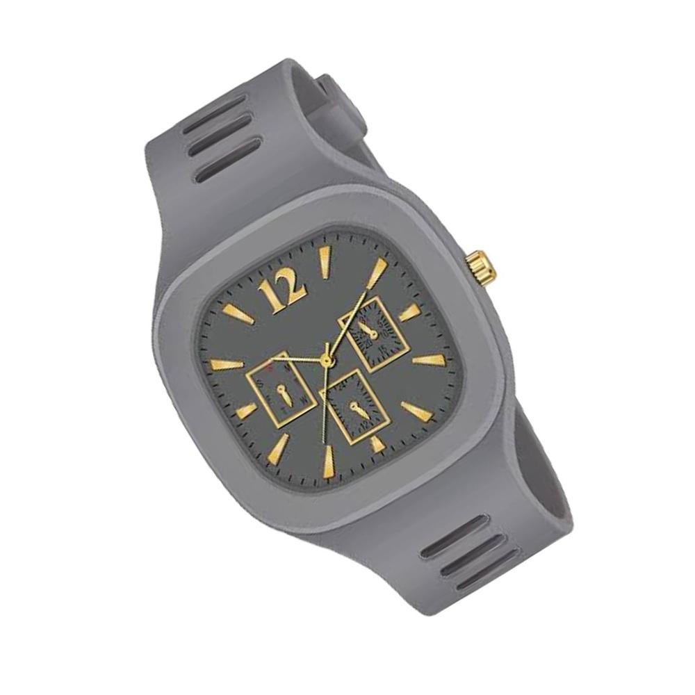 Men's Modern Grey Watch with Gold Dial & Silicone Band