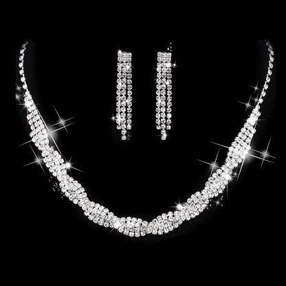 Diamond Y-Neck & Earrings Set for Bridal Wear